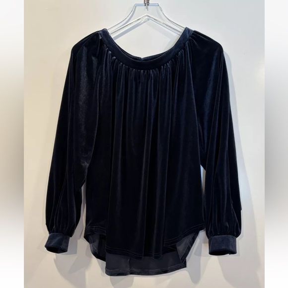Umgee Blue Velvet Velour Tunic Top Blouse Shirt Womens Size Small (1698) - Picture 1 of 4